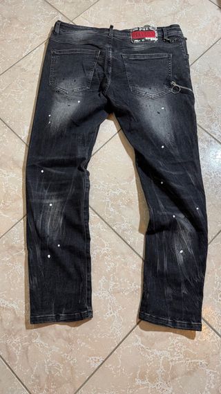 Jeans Dsquared2 neri con stampa ICON
