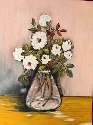 Cuadro Óleo Flores Blancas