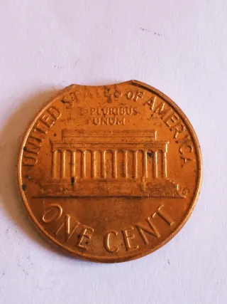 MONEDA 1 CENTAVO LINCOLN.1976D.ERROR MAL RECORTADA