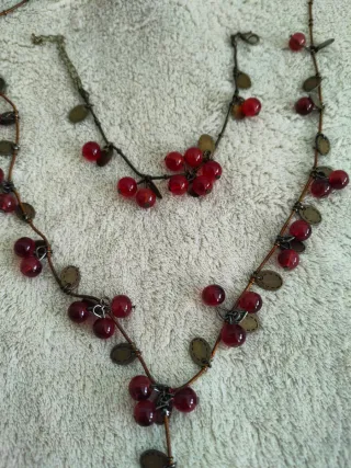 TIENDA LOCAL - Conjunto collar y pulsera cerezas