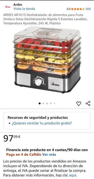 Deshidratador de alimentos Ardes AR1K15