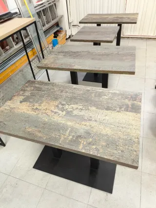 4 Mesas de Bar Madera y Metal