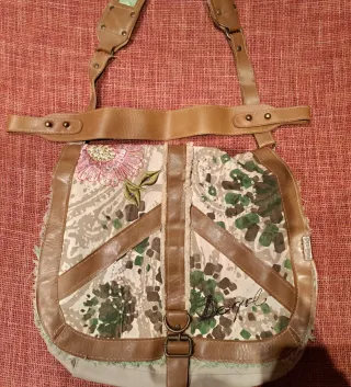 Bolso Desigual Hombro Beige y Verde