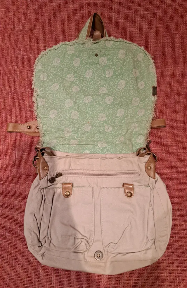 Bolso Desigual Hombro Beige y Verde
