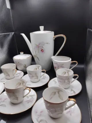 🇩🇪 Juego Café Porcelana Alemana Vintage Flores