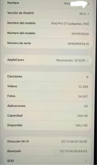 iPad Pro 11 256GB Argento (2024)