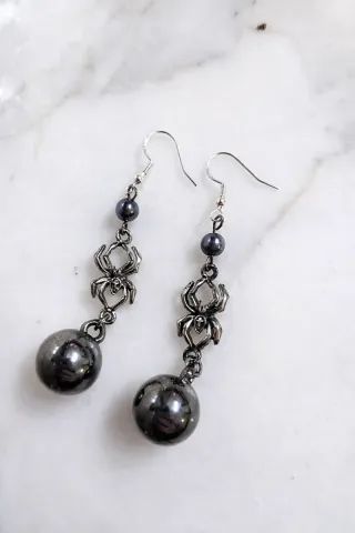 Orecchini ragno perla acciaio