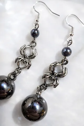 Orecchini ragno perla acciaio