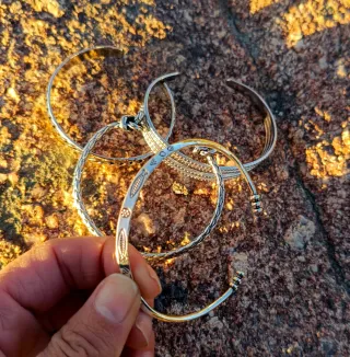 4 Pulseras Acero con Baño Plata