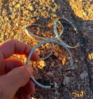 4 Pulseras Acero con Baño Plata