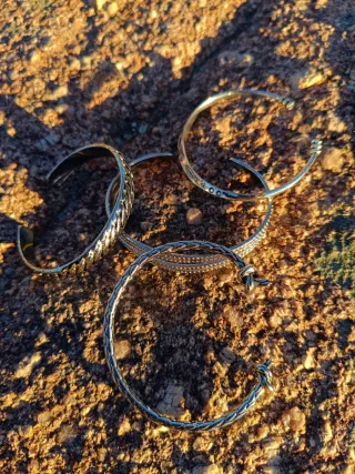 4 Pulseras Acero con Baño Plata