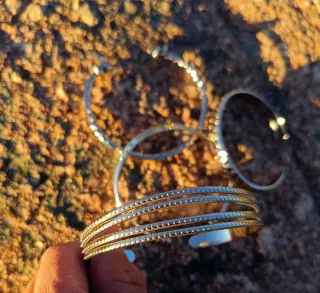 4 Pulseras Acero con Baño Plata