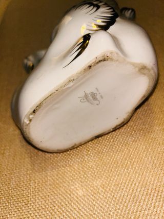 Figura de porcelana cisne blanco con dorado(Sambo)