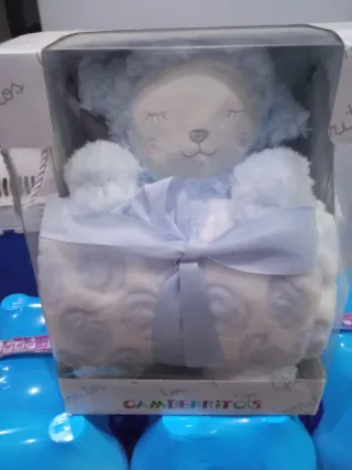 Mantita de peluche azul para bebé