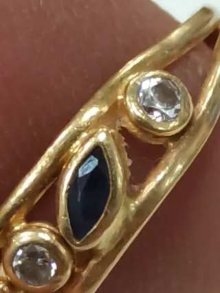 Anillo Oro 18k 750 Zafiros y Diamantes