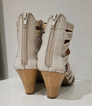 Zapatos de piel tacón beige/blanco
