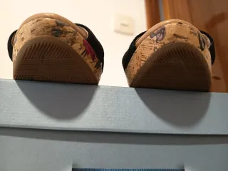 Sandalias cuña ante negro T.38