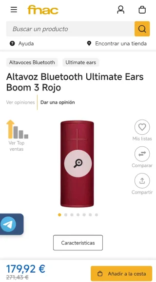 Altavoz Bluetooth UE Boom 3 Rojo
