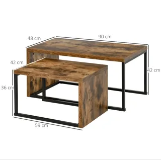 Mesas Auxiliares Nido Madera y Metal NUEVA