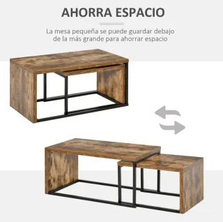 Mesas Auxiliares Nido Madera y Metal NUEVA