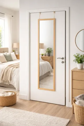 Espejo de puerta madera y cristal