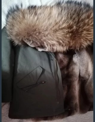 Chaqueta DUCIE Pelo Natural Talla XS Verde Militar
