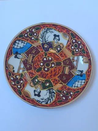 2 Platos Porcelana Japonesa Manna Geishas Vintage