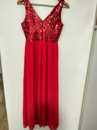 Vestido lentejuelas rojo ceremonia talla S