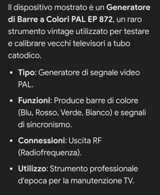 Generatore Barre Colori EP 872 PAL