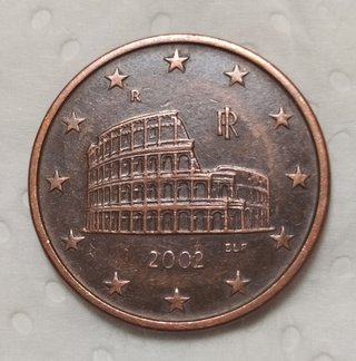 500 Liras Italia 1973 y 5 centimos de 2002