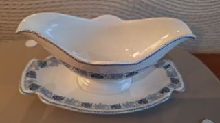 Salsera vintage porcelana azul y blanco