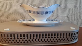 Salsera vintage porcelana azul y blanco