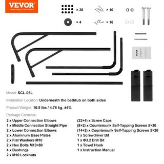 Jacuzzi Deck Riser, Spa Deck Riser, altezza 800 - 1050 mm, larghezza 1450 - 2350 mm regolabile, installato nella parte inferiore su entrambi i lati, adatto per vasche diritte di varie dimensioni