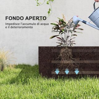 Cama de Huerto Elevada para Exterior 835L, Jardinera de Balcón en Acero Galvanizado con Fondo Abierto, para Plantas, Flores y Verduras, 240X120X30Cm, Gris Oscuro