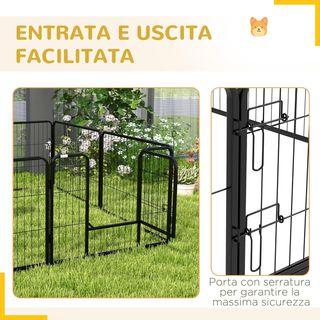 Pawhut Box Recinto per Animali Cani Gatti Cuccioli Roditori Rete in Ferro per Giardino Esterno 80X60Cm 8Pz