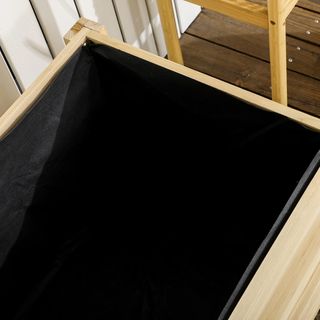 Giardino di fiori con foro di drenaggio e fodera in tessuto non tessuto, giardino in legno di abete con ruote, 89X48X47 cm, colore legno