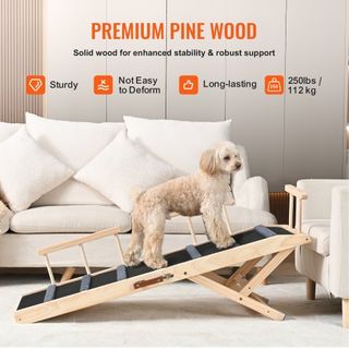 Rampas para Perros, Rampa Plegable para Mascotas para Cama, Rampa Ajustable para Perros Pequeños, Grandes, Viejos y Gatos, Rampa de Madera para Mascotas con Rampa de 120 cm de Largo, Ajustable de ...