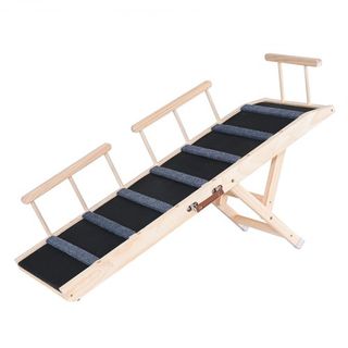 Rampas para Perros, Rampa Plegable para Mascotas para Cama, Rampa Ajustable para Perros Pequeños, Grandes, Viejos y Gatos, Rampa de Madera para Mascotas con Rampa de 120 cm de Largo, Ajustable de ...