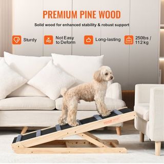 Rampas para Perros, Rampa Plegable para Mascotas para Cama, Rampa Ajustable para Perros Pequeños, Grandes, Viejos y Gatos, Rampa de Madera para Mascotas con Rampa de 105 cm de Largo, Ajustable de ...