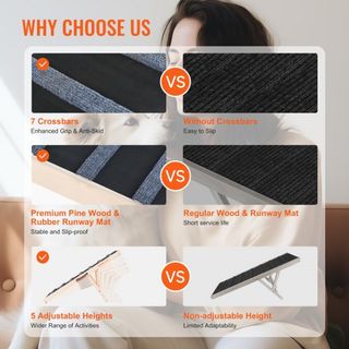 Rampas para Perros, Rampa Plegable para Mascotas para Cama, Rampa Ajustable para Perros Pequeños, Grandes, Viejos y Gatos, Rampa de Madera para Mascotas de 100 cm de Largo, Ajustable de 38 cm a 56...