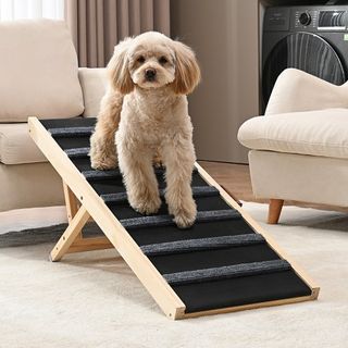 Rampas para Perros, Rampa Plegable para Mascotas para Cama, Rampa Ajustable para Perros Pequeños, Grandes, Viejos y Gatos, Rampa de Madera para Mascotas de 100 cm de Largo, Ajustable de 38 cm a 56...