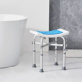 Silla de Ducha, Taburete de Ducha de Altura Ajustable con Soporte de Barra Cruzada, Asiento de Ducha para Ducha o Bañera, Taburete Antideslizante para Ancianos, Discapacitados o Personas con Movil...