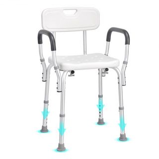 Silla de Ducha, Asiento de Ducha con Respaldo, Taburete de Ducha de Altura Ajustable, Silla de Ducha para Ducha Interior de Bañera, Banco de Baño Antideslizante Silla de Baño para Ancianos Discapa...
