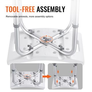 Silla de Ducha, Taburete de Ducha de Altura Ajustable con Mangos Integrados, Asiento de Ducha para Uso en Ducha o Bañera, Banco Antideslizante para Ancianos, Discapacitados y Personas con Movilida...