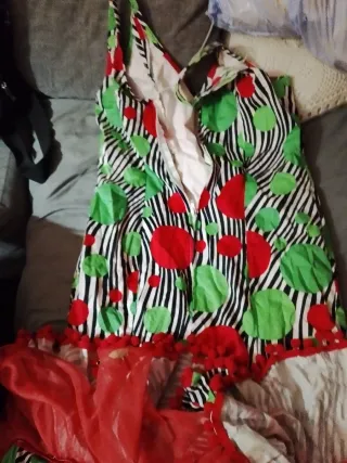 Traje de flamenca verde y rojo