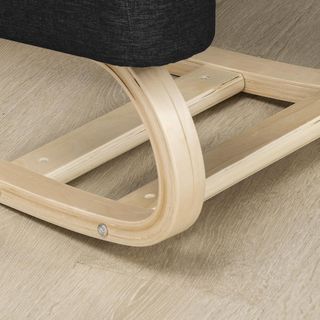 Silla Ergonómica Con Reposapiés de Madera de Abeto, Silla Postural Con Cojín de Espuma y Poliéster para Casa y Oficina, Negro