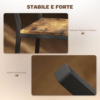 Conjunto De 2 Taburetes De Bar Con Respaldo En Estilo Industrial, Taburetes Altos De Cocina Y Barra Con Reposapiés Integrado Y Respaldo, Para Sala De Estar Y Salón, Marrón Rústico