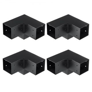 Kit di Supporto per Pergola 10,2 cm x 10,2 cm, Dimensioni Interne 9,1 cm x 9,1 cm, 4pz Supporti Angolari a 3 Vie ad Alta Resistenza, Kit di Base per Pali per Lavori in Legno, Installazione Facile