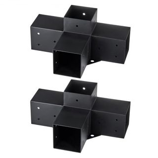 Kit di Supporto per Pergola 10,2 cm x 10,2 cm, Dimensioni Interne 9,1 cm x 9,1 cm, 2pz Supporti Angolari a 4 Vie ad Alta Resistenza, Kit di Base per Pali per Lavori in Legno, Installazione Semplice...