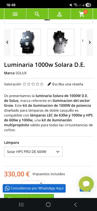 2 Reflectores y 2 Balastros Iluminación